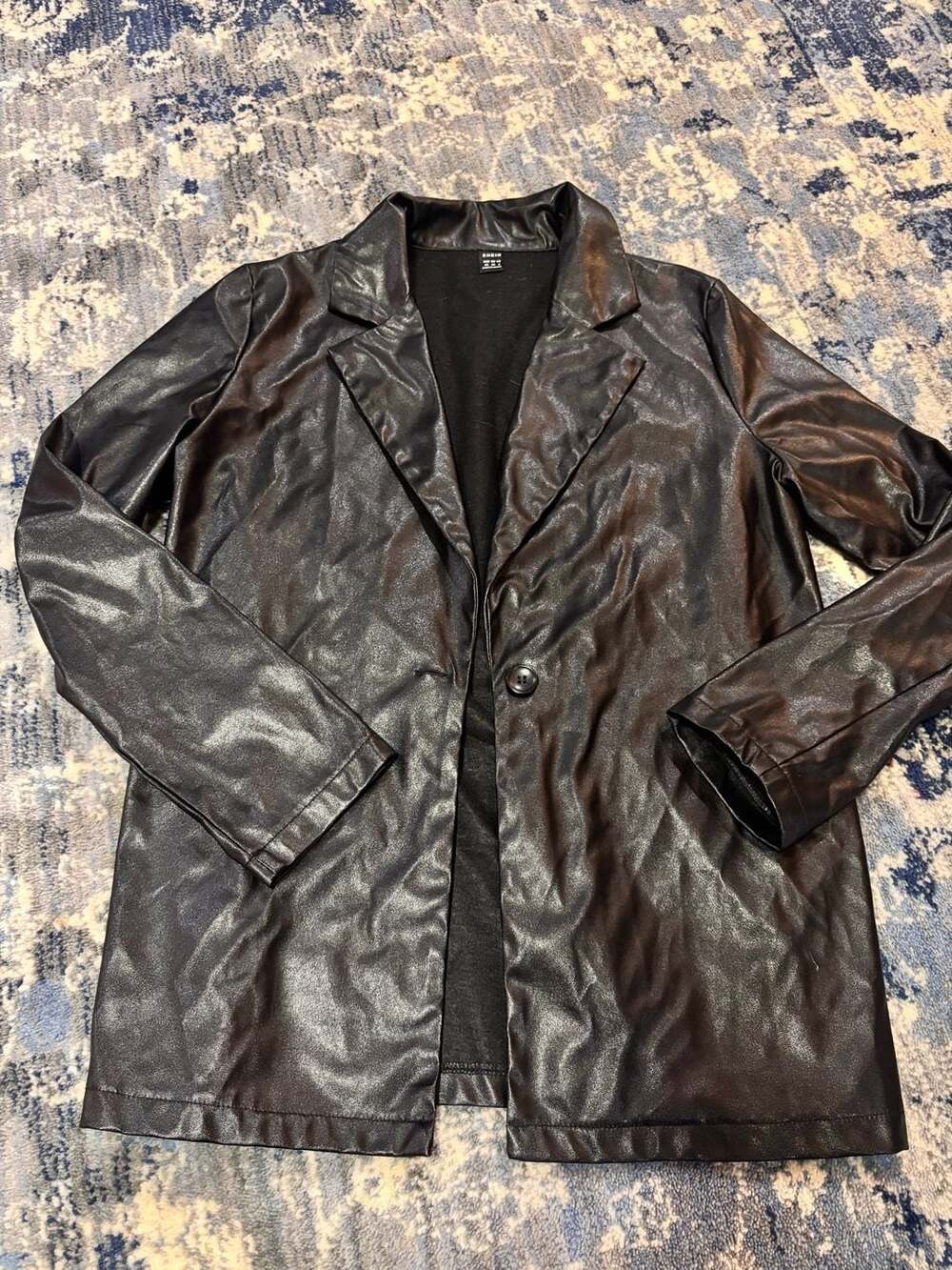 Shein Faux Leather Blazer Size XS Black Jacket
